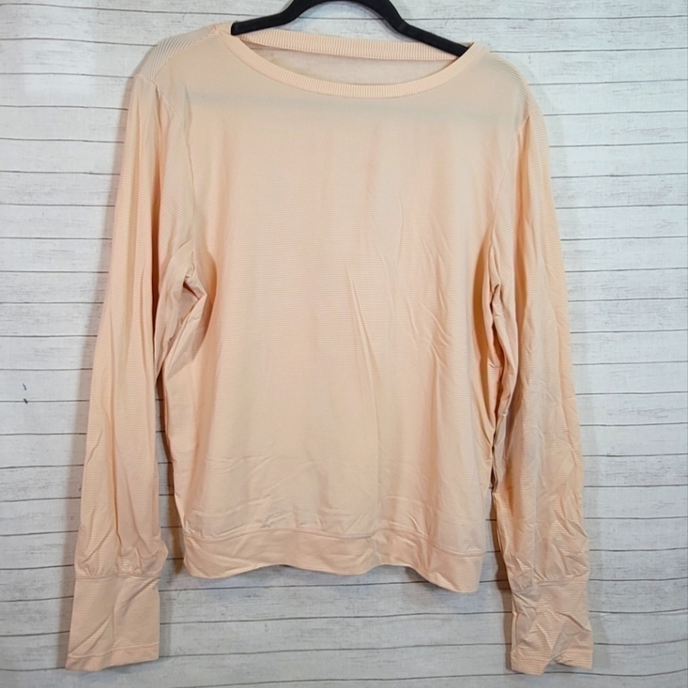 ZYIA LIGHT ORANGE STRIPED LONG SLEEVE TOP, SZ MEDIUM